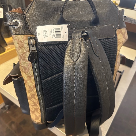 Coach Hudson Backpack In Signature Canvas With Varsity Stripe - Picture 4 of 12